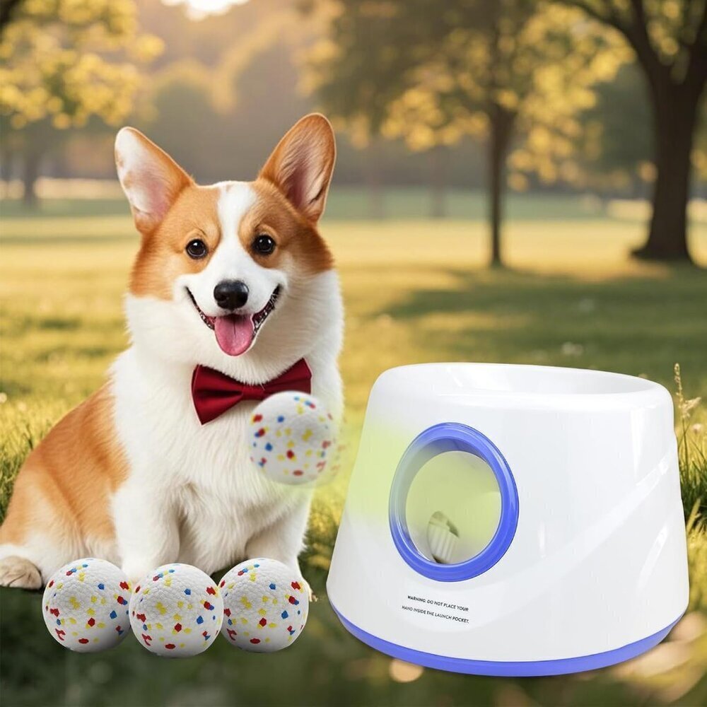 Automatic Dog Ball Launcher, Upgraded Interactive Dogs Balls Thrower for Small D